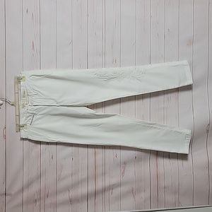 Anthropologie Chino Relax Fit Embroidered Leg Pants Size 26 NWT